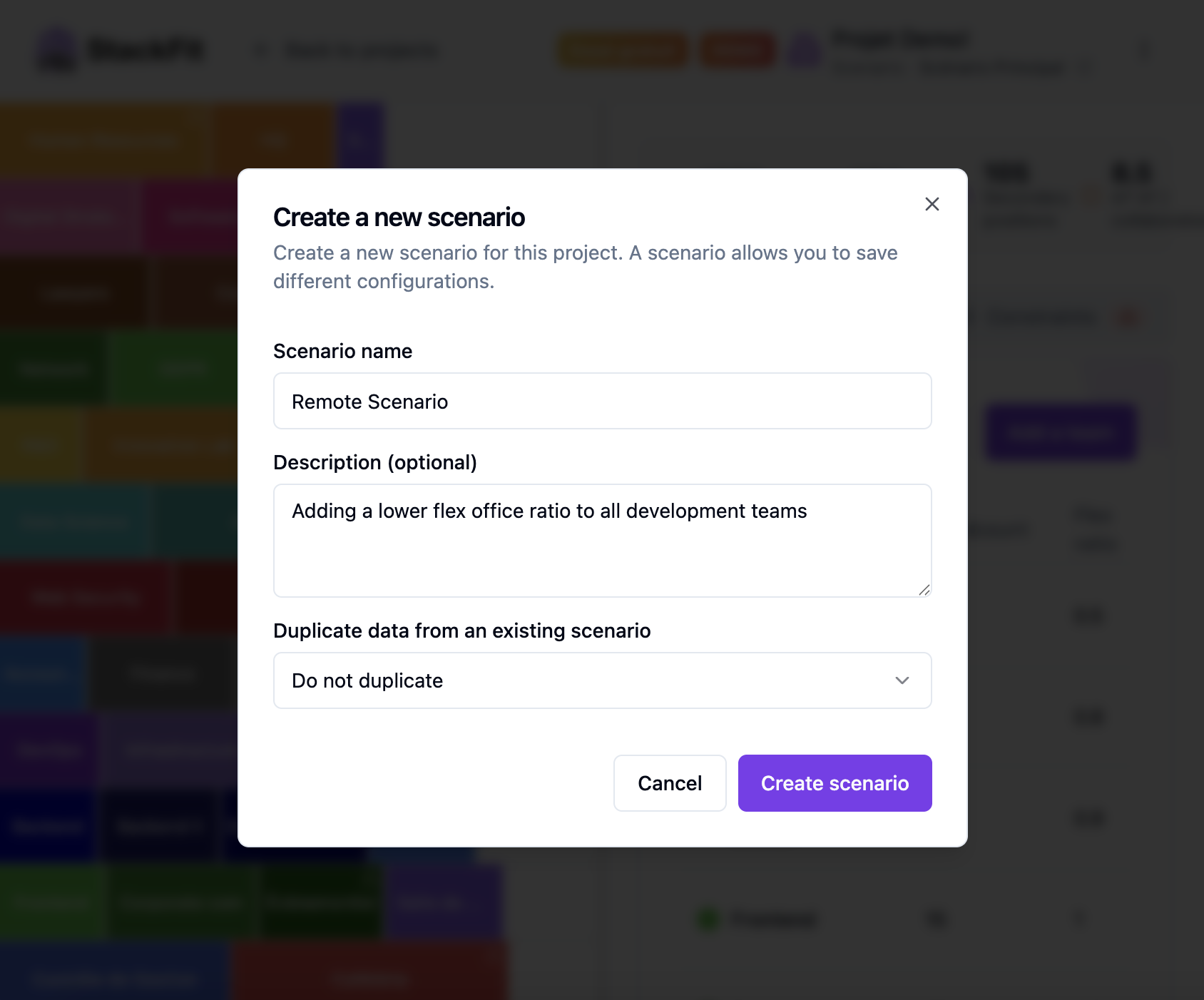 Scenario generation interface - Automatic optimization algorithm